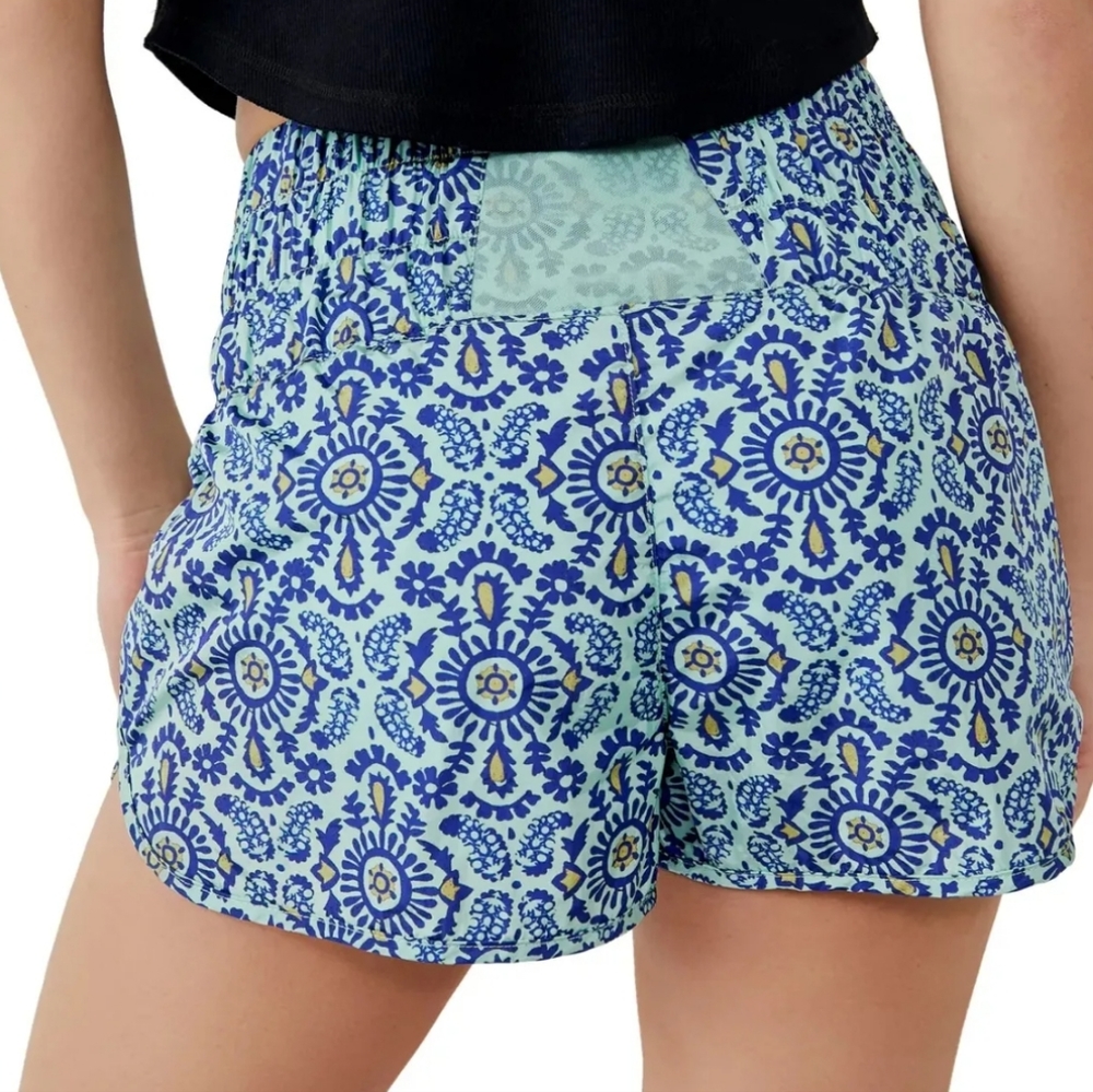 NWT Free People Movement The Way Home Shorts in Turquoise Mint Combo - Picture 3 of 6